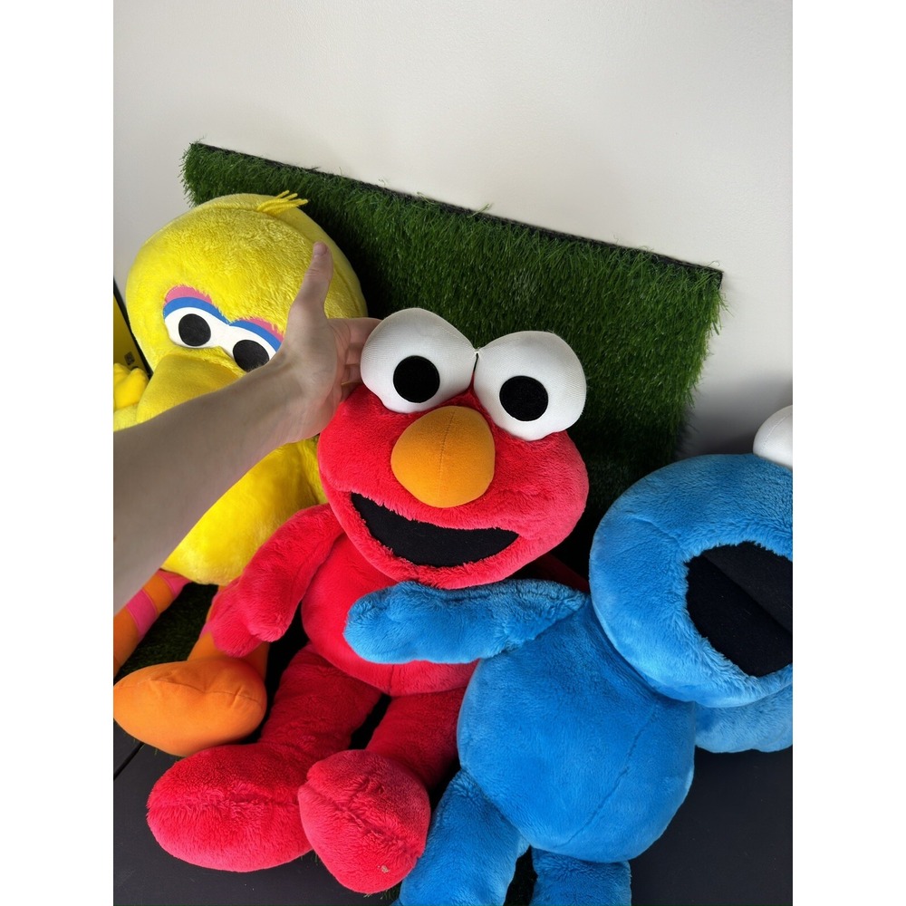 Vintage 90s Tyco Sesame Street Plush Elmo Big Bird Cookie Monster Toys Multi - Picture 3 of 6